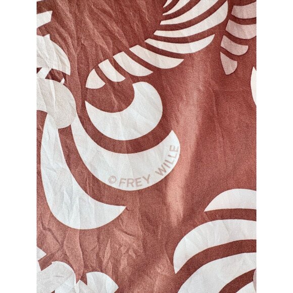 FREY WILLE Brown Ivory Sphinx Motif Silk Twill 69" x 20" Large Scarf Shawl - Picture 10 of 15